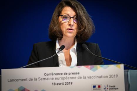      Agnès Buzyn, Ministre des Solidarités et de la Santé, conférence de presse pour le lancement de la semaine européenne de la vaccination 2019, Paris le 18 avril 2019. 