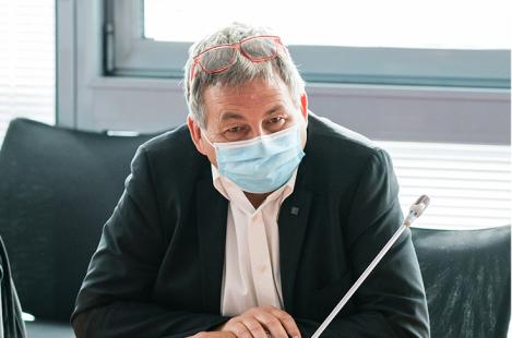 Philippe Vermesch, président du SML, lors de l'ouverture des négociations conventionnelles au siège de la Cnam (Paris), le 17 septembre 2020.